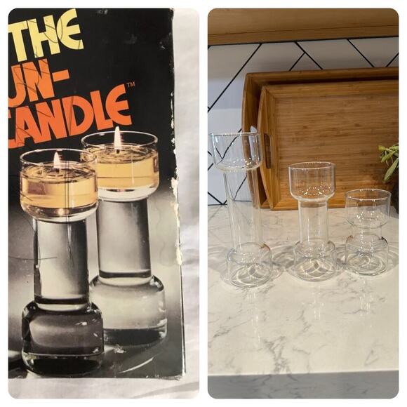 Vintage Pyrex The Un-Candle Floating Candle Set by Corning/Pyrex Candle Sticks - Picture 1 of 7